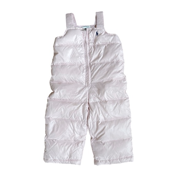 Ralph Lauren Other - Ralph Lauren Pink Snowsuit Bib Baby Girl 9M White Duck Down Filler